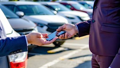 People exchanging parking spot keys using the PRK'n app People exchanging parking spot keys using the PRK'n app